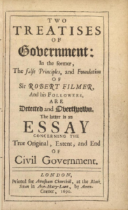 Gerade ausgerichtetes Titelblatt von John Lockes Two Treatises of Government, London 1690